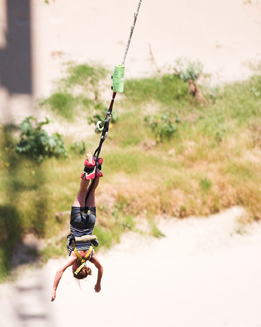 This is a photograph of a bungee jumper.