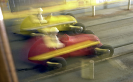 This photo shows two cars racing.