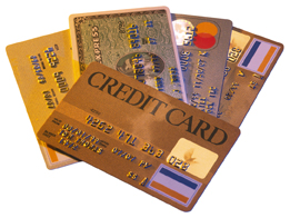 This is a photo of different credit cards.