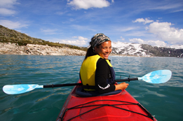 This is a photo of a woman kayaking.