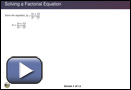 The play button opens Solving a Factorial Equation.